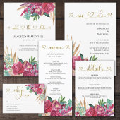 Hot Pink Magenta Floral Elegantes Gold Script Herz Fächer