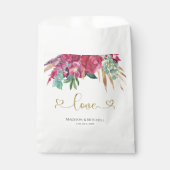 Hot Pink Magenta Floral Elegantes Gold Script Herz Geschenktütchen (Vorderseite)