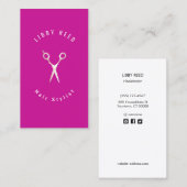 Hot Pink Magenta Moderne Friseursalon Goldschere Visitenkarte (Vorne/Hinten)