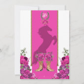 Hot Pink Magenta Western Charro Quinceañera Einladung (Rückseite)