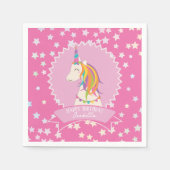 Hot Pink Magical Rainbow Unicorn Girl Birthday Serviette (Vorderseite)