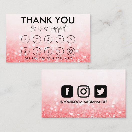 Hot-Pink-Makeup-Bonuskarte Visitenkarte (Vorne/Hinten)