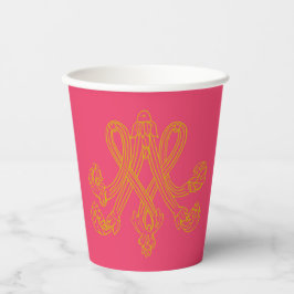 Hot Pink Marie Antoinette Monogram Pappbecher
