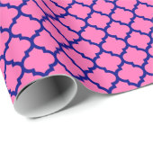 Hot Pink, Marineblau, marokkanisches Quatrefolienm Geschenkpapier (Rolleneckpunkt)