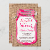 Hot Pink Mason Jar Bridal Dusche Einladungen (Vorne/Hinten)