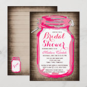 Hot Pink Mason Jar Bridal Dusche Einladungen (Vorne/Hinten)