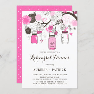 Hot Pink Mason Jars Probe Dinner Einladung