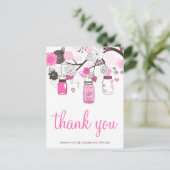 Hot Pink Mason Jars Wedding Danke Postcard Postkarte (Stehend Vorderseite)