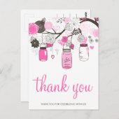 Hot Pink Mason Jars Wedding Danke Postcard Postkarte (Vorne/Hinten)