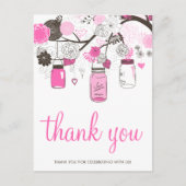 Hot Pink Mason Jars Wedding Danke Postcard Postkarte (Vorderseite)