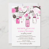 Hot Pink Mason Jars Wedding Einladung (Vorderseite)