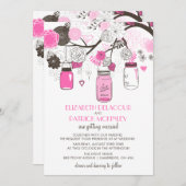 Hot Pink Mason Jars Wedding Einladung (Vorne/Hinten)