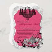 Hot Pink Masquerade Ball Maske Kostüm Halloween Einladung (Vorne/Hinten)