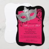 Hot Pink Masquerade Ball Maske Kostüm Halloween Einladung (Vorne/Hinten)