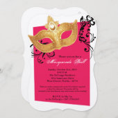 Hot Pink Masquerade Ball Maske Kostüm Halloween Einladung (Vorne/Hinten)