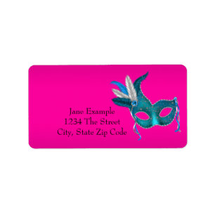 Hot Pink Masquerade Party Address Labels Adressaufkleber