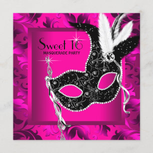 Hot Pink Masquerade Party Einladung