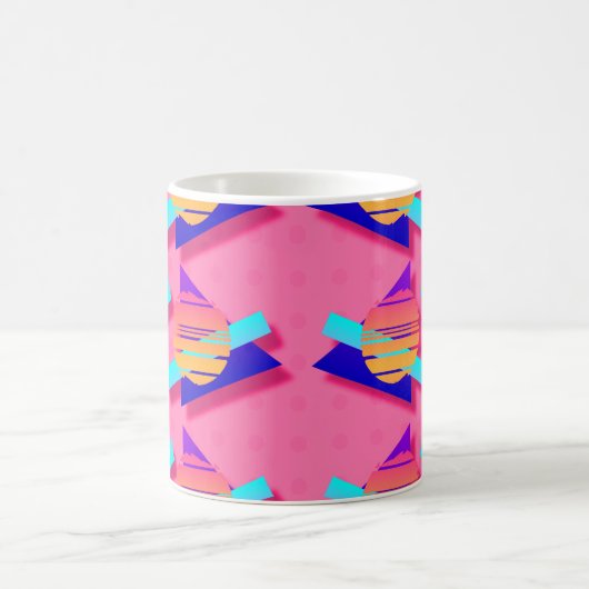Hot Pink Memphis Neon Dreieck Muster Kaffeetasse (Mittel)