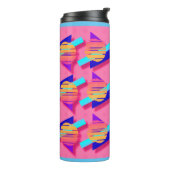 Hot Pink Memphis Neon Dreieck Muster Thermosbecher (Nach links gedreht)