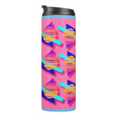 Hot Pink Memphis Neon Dreieck Muster Thermosbecher (Nach rechts gedreht)