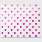 Hot Pink Metallische Imitat Fohlen Polka Dot White Geschenkpapier (Flach)