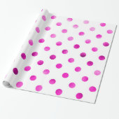 Hot Pink Metallische Imitat Fohlen Polka Dot White Geschenkpapier (Ungerollt)