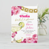 Hot Pink Mexican Fiesta Margaritas Brautparty Einladung (Stehend Vorderseite)