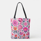 Hot Pink mexikanische Blume Blumenmuster Chic Tasche (Rückseite)