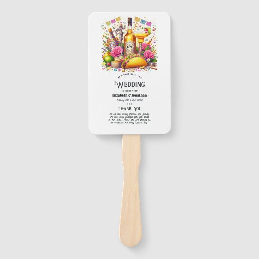 Hot-Pink Mexikanisches Fiesta Tequila Hochzeitspro Fächer (Vorderseite)