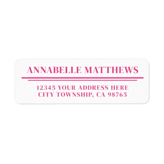 Hot Pink Minimalist Return Address (Vorne)