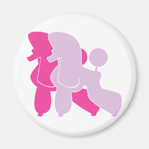 Hot Pink Minimalistic Poodle Couple Magnet
