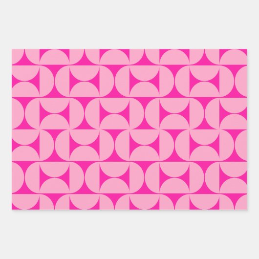 Hot Pink Mitte des Jahrhunderts Modernes Muster Geschenkpapier Set (Vorderseite 3)