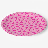 Hot Pink Mitte des Jahrhunderts Modernes Muster Pappteller (Schrägansicht)