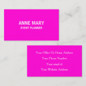 Hot Pink Modern Bold Bright Colorful Professional Visitenkarte (Vorne/Hinten)