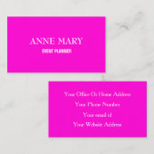 Hot Pink Modern Bold Bright Colorful Simple 2025 Visitenkarte (Vorne/Hinten)