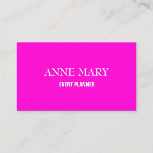 Hot Pink Modern Bold Bright Colorful Simple 2025 Visitenkarte (Vorderseite)