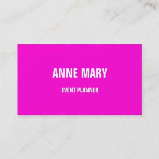 Hot Pink Modern fett hell farbenfroh schlicht tren Visitenkarte (Vorderseite)