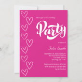 Hot Pink Modern Girl Birthday Party Einladung (Vorderseite)