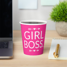 Hot Pink Modern Girl Boss Pappbecher