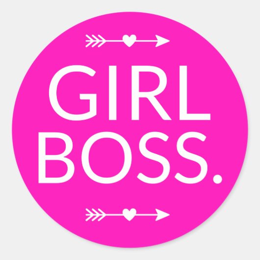 Hot Pink Modern Girl Boss Runder Aufkleber (Vorderseite)