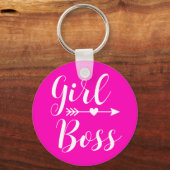 Hot Pink Modern Girl Boss Schlüsselanhänger (Vorderseite)