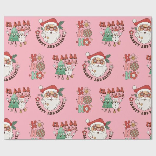 Hot Pink Modern Groovy Weihnachten Geschenkpapier (Flach)
