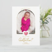 Hot Pink Modern Heart Golden Fake Effect Godfather (Stehend Vorderseite)