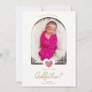 Hot Pink Modern Heart Golden Fake Effect Godfather