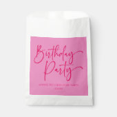 Hot Pink Modern Minimalist Birthday Party Geschenktütchen (Vorderseite)