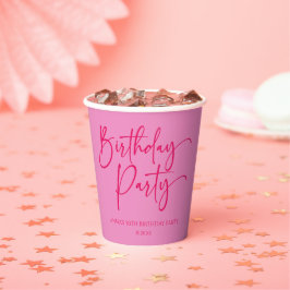 Hot Pink Modern Minimalist Birthday Party Pappbecher
