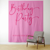 Hot Pink Modern Minimalist Birthday Party Wandteppich (Beispiel)