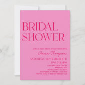 Hot Pink Modern Minimalist Bridal Shower Einladung (Vorderseite)