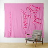 Hot Pink Modern Minimalist Bridal Shower Wandteppich (Beispiel (Horizontal))