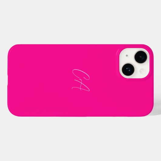 Hot Pink Modern Monogram Case-Mate iPhone Hülle (Rückseite (Horizontal))